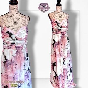 Trixxi Floral Metallic Maxi Chiffon Special Romantic Dress